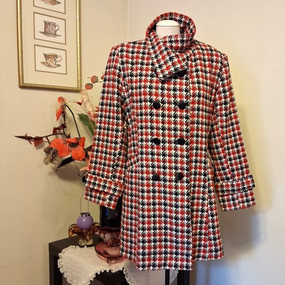 NEW Women Red Black White Double-Breasted Lined Trench Coat Winter Outerwear 16 - Picture 3 of 10